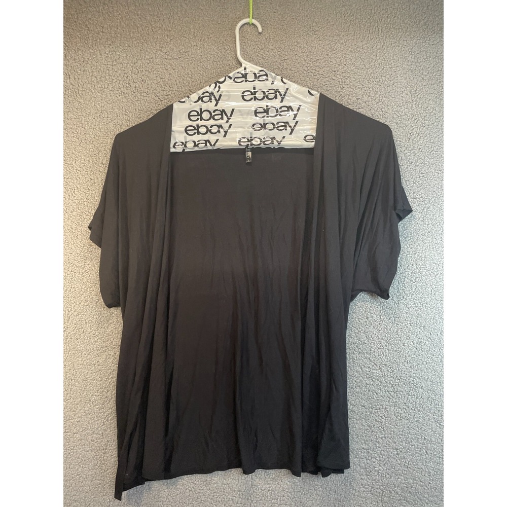 Made by Johnny Women Shirt Size L Black Stretch Preppy Cardigan Open Lightweight